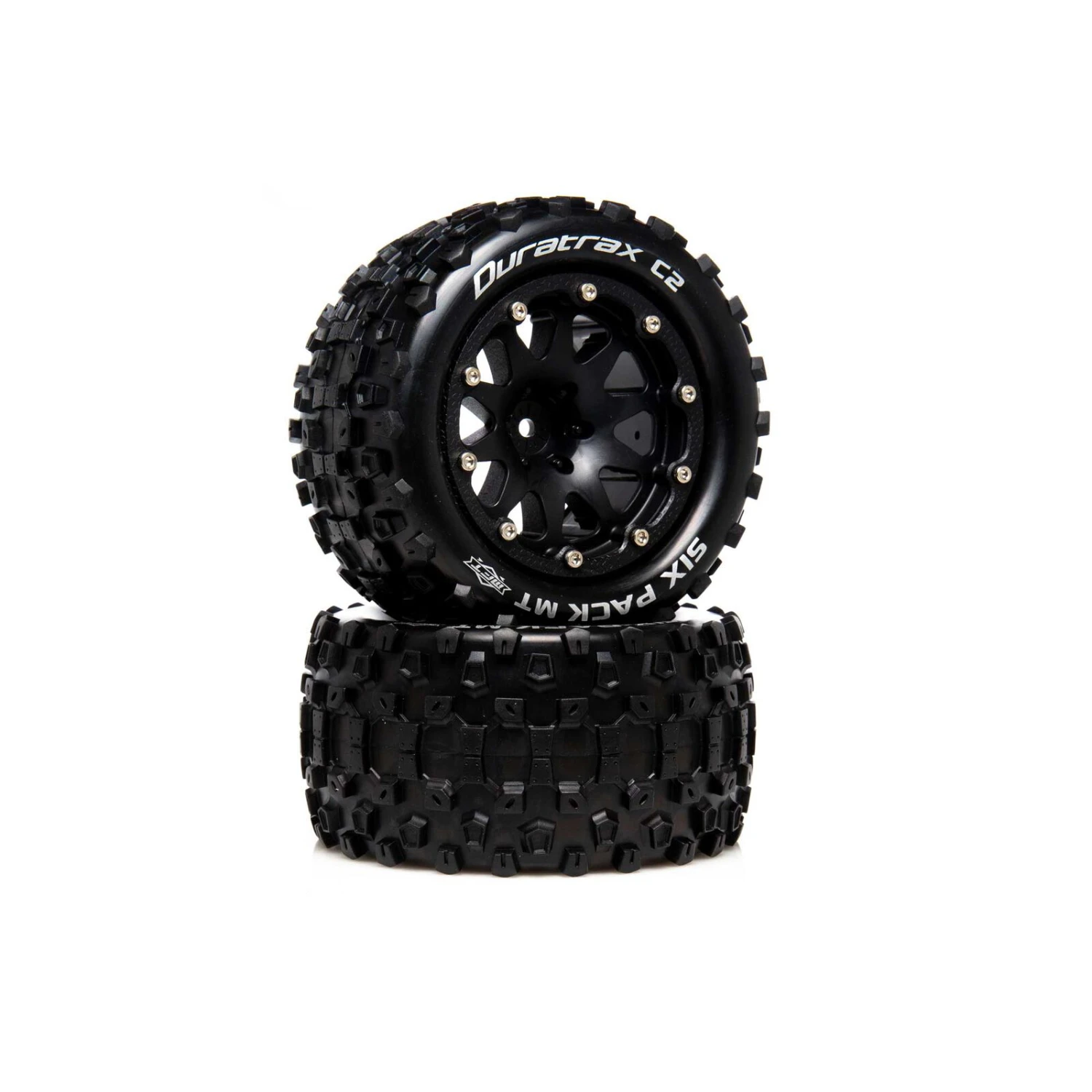 Duratrax Six Pack MT Belted 2.8" 2WD Mounted Rear Tires, .5 Offset, Black (2) 1 Duratrax Six Pack MT Belted 2.8" 2WD Mounted Rear Tires, .5 Offset, Black (2)