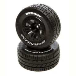 DTXC2934 Duratrax SpeedTreads Upshot SC Tire Front Black Mounted (2): Traxxas Slash
