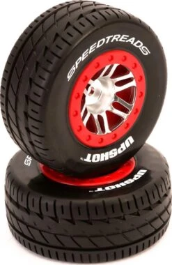 Duratrax SpeedTreads Upshot SC Tire Mounted (2): Traxxas Slash/Rustler 4X4 Front Rear ECX