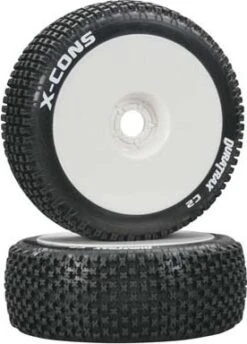 DTXC3610 - X-Cons 1/8 Buggy Tire C2 Mounted White (2) By DURATRAX @ Great Hobbies