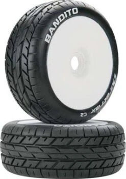 DTXC3638 - Bandito 1/8 Buggy Tire C2 Mounted White (2) By DURATRAX @ Great Hobbies