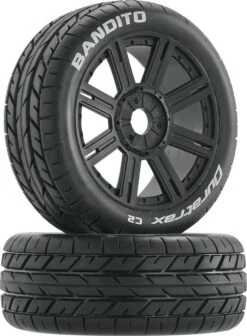 DTXC3655 - Bandito Buggy Tire C2 Mounted Spoke Black (2) By DURATRAX @ Great Hobbies