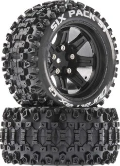 Duratrax Six-Pack ST 2.8 Mounted Tires, Black 14mm Hex (2)