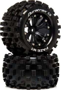 DTXC5552 Duratrax FAZE MT 2.8 Mounted F/R C2 0 Offset Black (2)