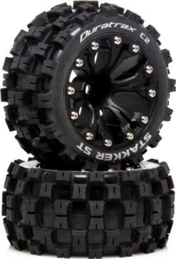 Duratrax STAKKER ST 2.8 Mounted F/R C2 .5 Offset Black (2)